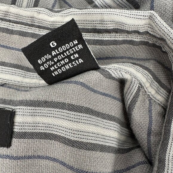 John Henry Mens Gray Striped Button-Up Long Sleeve Cotton/Poly Blend Shirt L - Picture 6 of 9